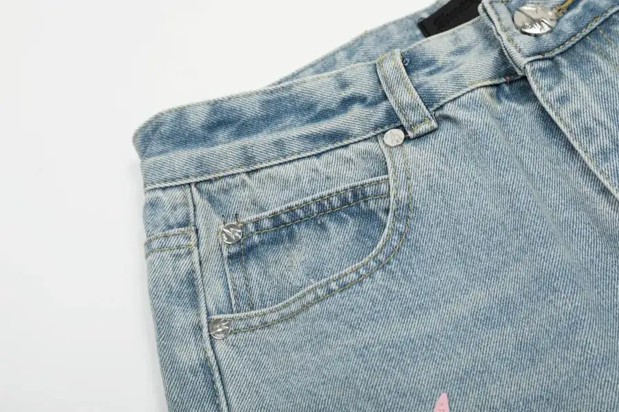 Amexnocap Colored Lightning Embossed Denim Jeans