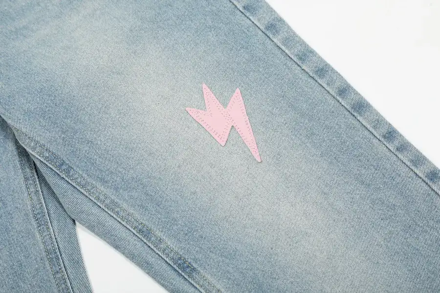 Amexnocap Colored Lightning Embossed Denim Jeans