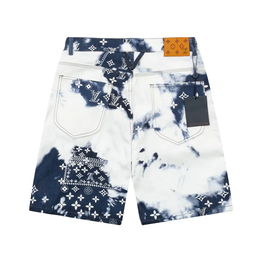 LV Summer 2025 Set Custom Four Leaf Clover Logo Denim Shorts