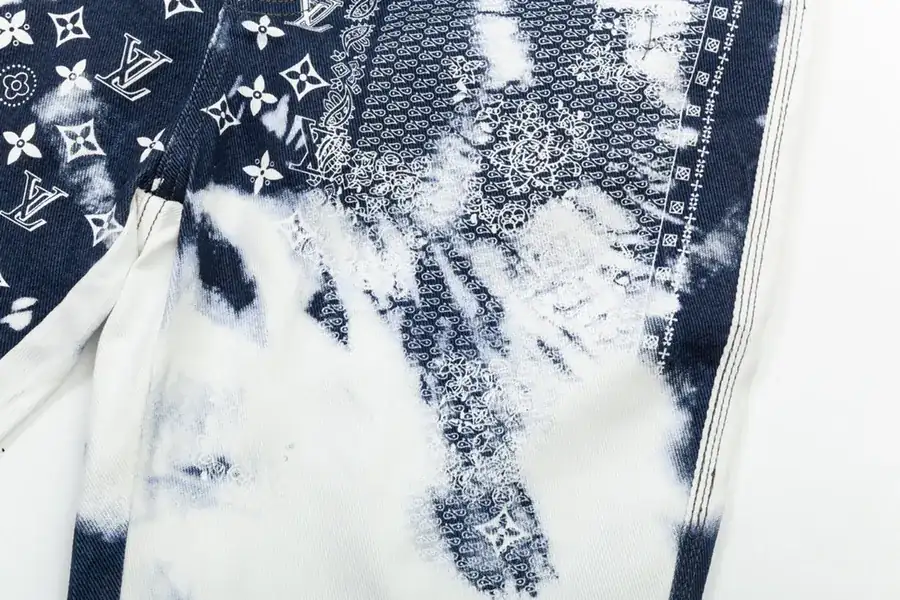 LV Summer 2025 Set Custom Four Leaf Clover Logo Denim Shorts