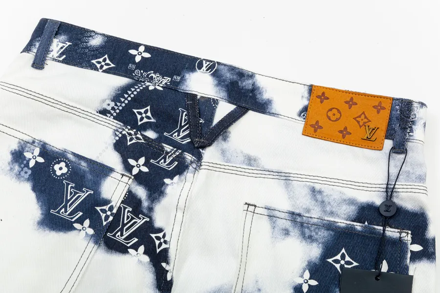 LV Summer 2025 Set Custom Four Leaf Clover Logo Denim Shorts