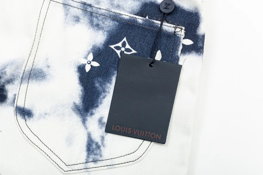LV Summer 2025 Set Custom Four Leaf Clover Logo Denim Shorts