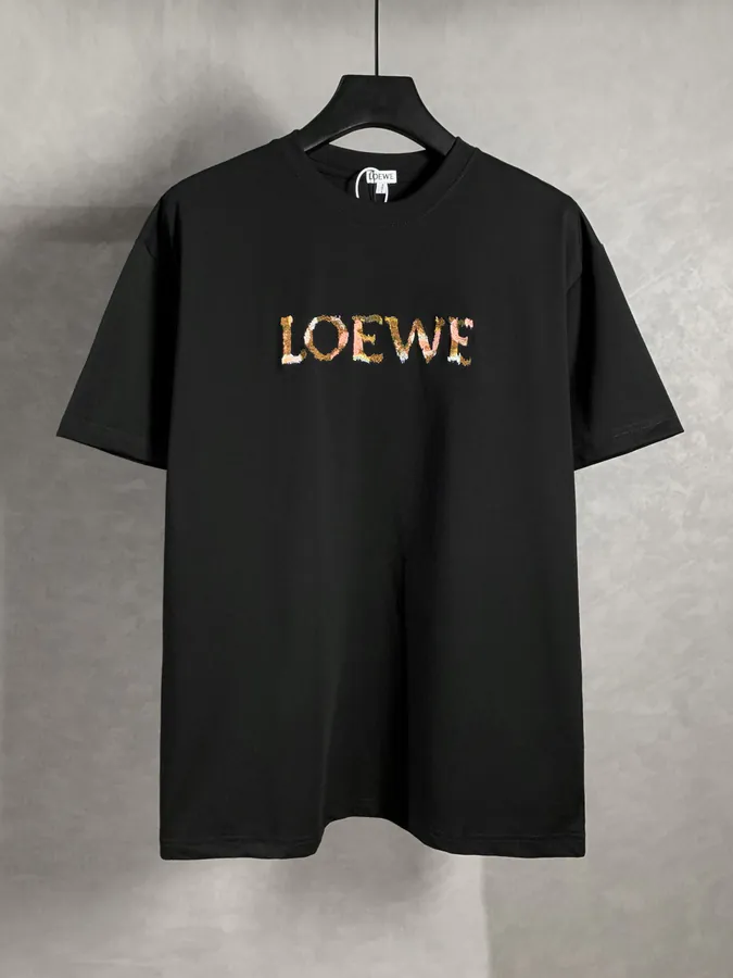LOEW ROYCE New Collection Painted Embroidery Round Neck Short Sleeve T Shirt