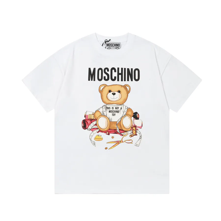 MOSCHINO Letter Print T Shirt with Bear Embroidery