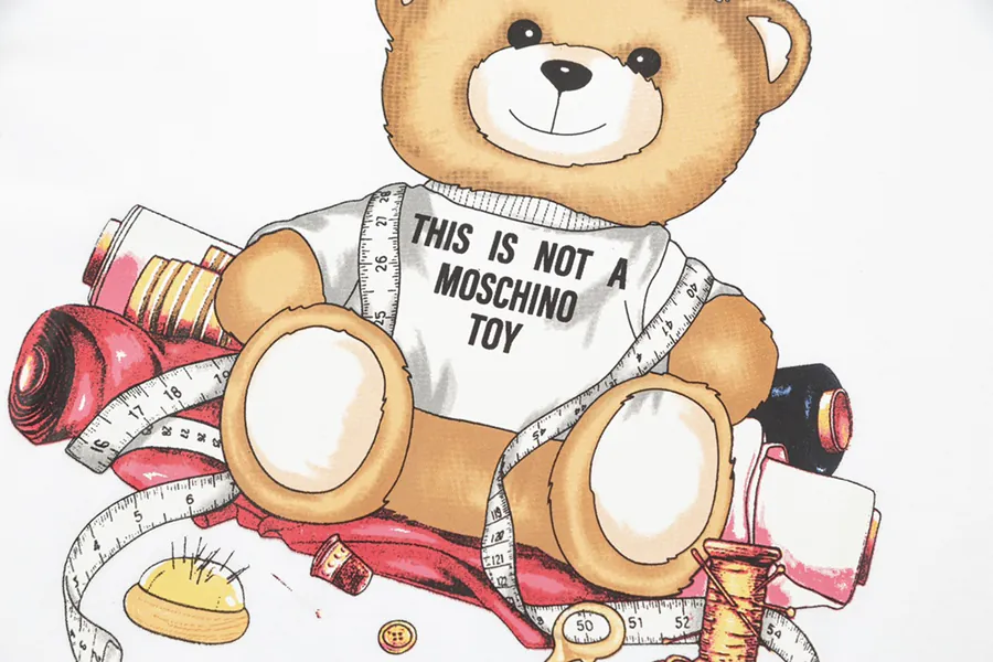 MOSCHINO Letter Print T Shirt with Bear Embroidery