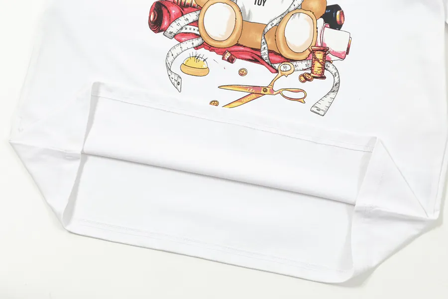 MOSCHINO Letter Print T Shirt with Bear Embroidery