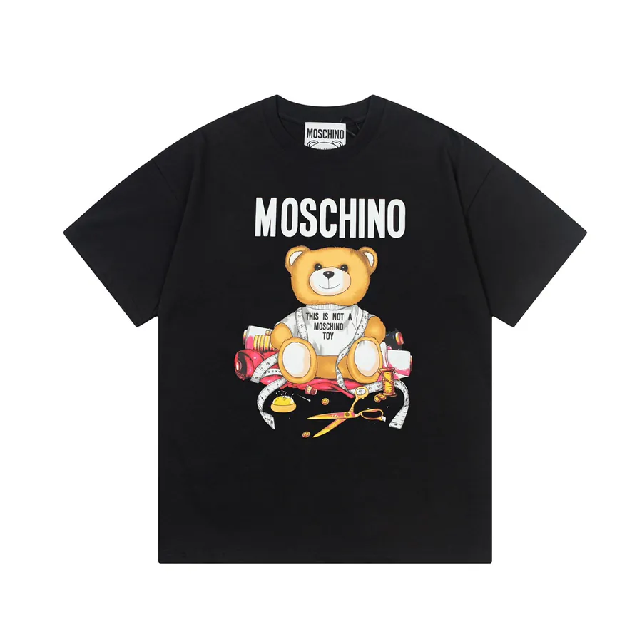 MOSCHINO Letter Print T Shirt with Bear Embroidery