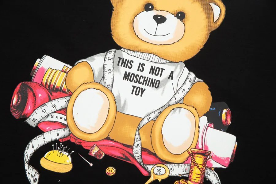 MOSCHINO Letter Print T Shirt with Bear Embroidery