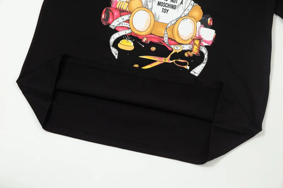 MOSCHINO Letter Print T Shirt with Bear Embroidery