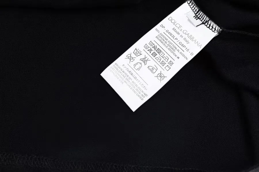 Dolce & Gabbana Classic Letter Grained Logo Print Double Silk Cotton Short Sleeve