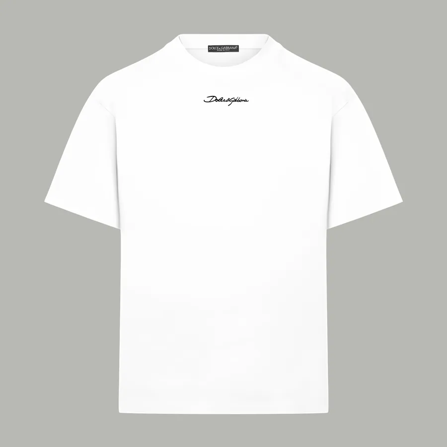 Dolce & Gabbana Classic Lettering Logo Print Cotton Short Sleeve