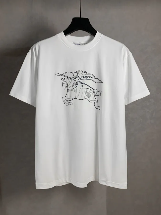 Burberry Barbour Embroidered Round Neck Short Sleeve T Shirt, XS S M L