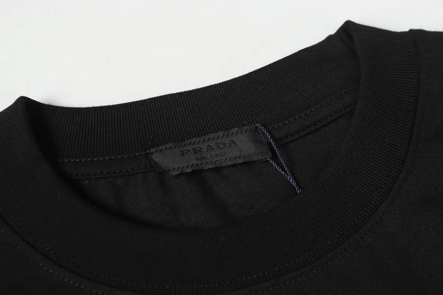 PRAD@ 25ss Round Colorful Letter Embroidered Crewneck T shirt