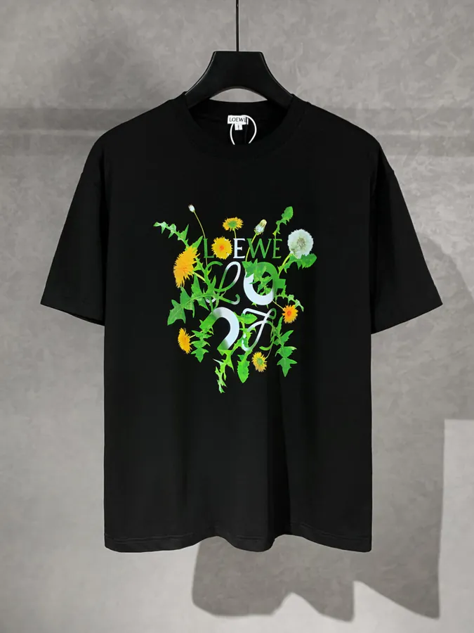 LOEW ROYCE New Collection Hand Painted Pattern Round Neck T Shirt