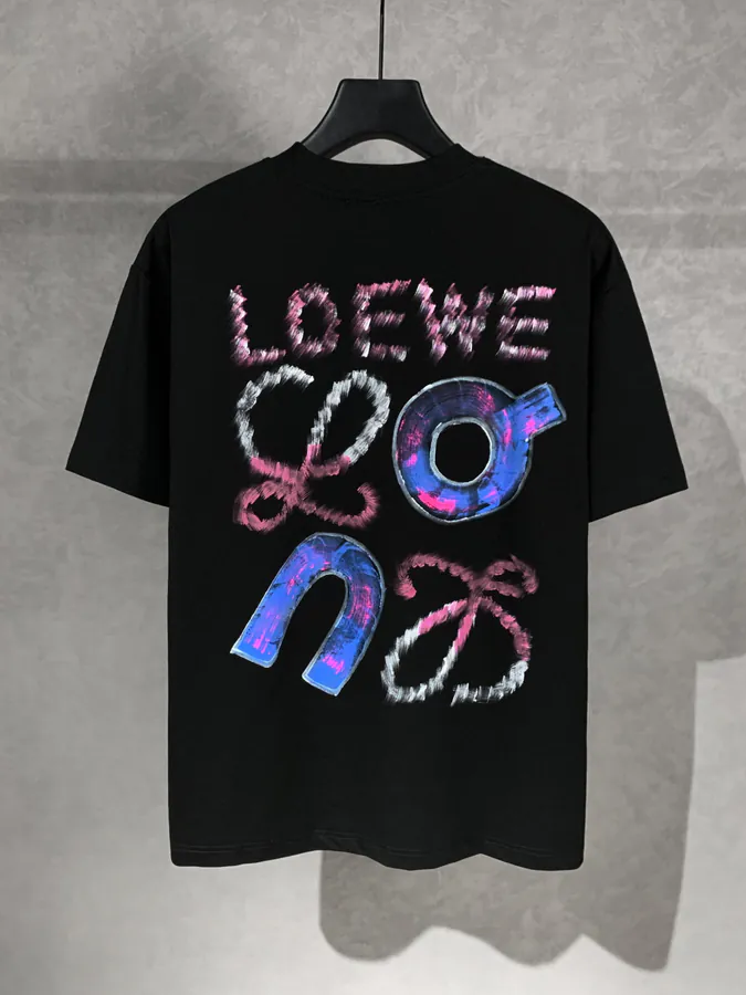 LOEW ROYCE New Collection Hand Painted Pattern Round Neck T Shirt