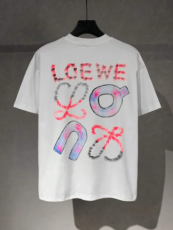 LOEW ROY Weir New Collection Hand Painted Pattern Round Neck T Shirt