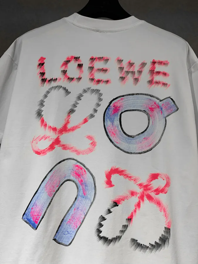 LOEW ROY Weir New Collection Hand Painted Pattern Round Neck T Shirt
