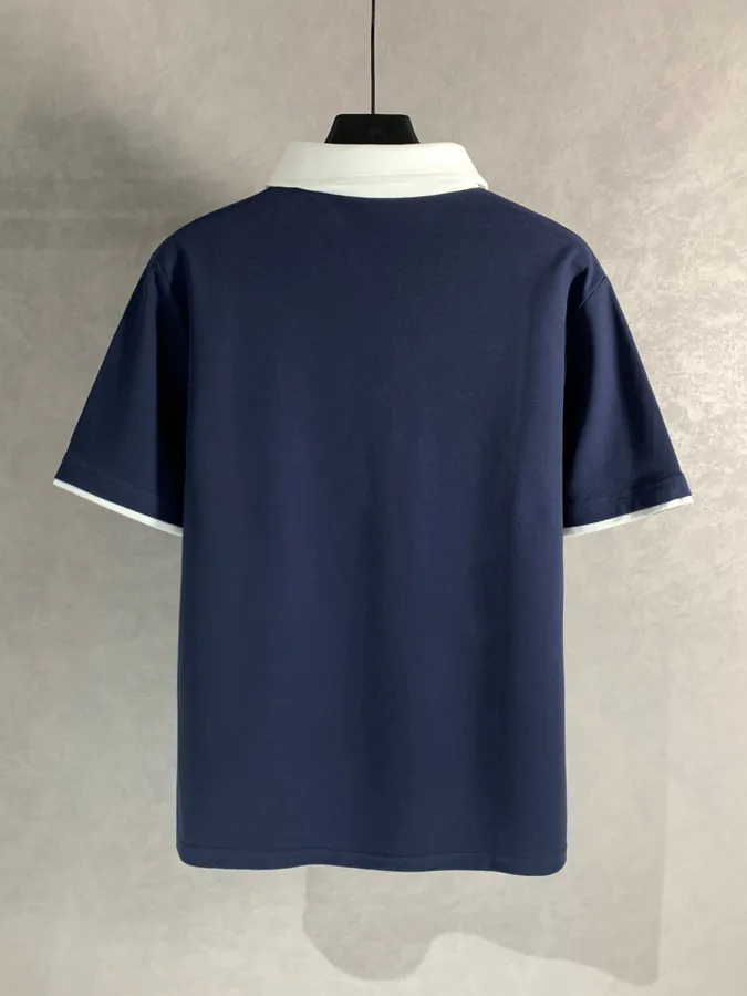 Louis Vuitton Letter Embroidery Contrast Polo Shirt