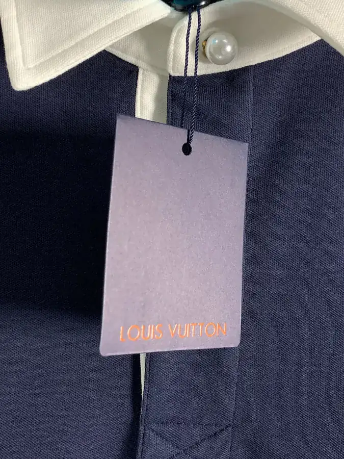 Louis Vuitton Letter Embroidery Contrast Polo Shirt