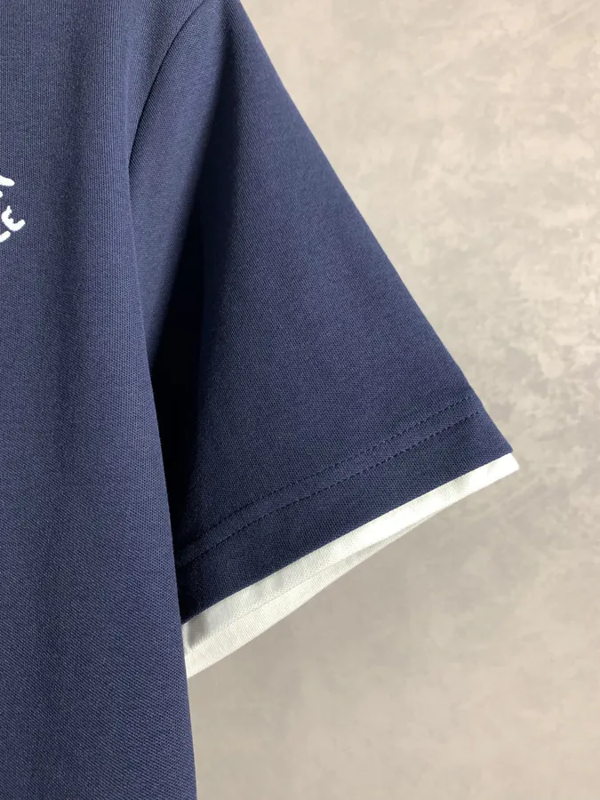 Louis Vuitton Letter Embroidery Contrast Polo Shirt