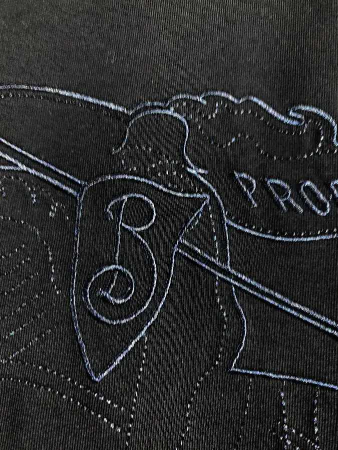 Burberry Barbour Stripe Embroidered Round Neck Short Sleeve T Shirt, XS S M L