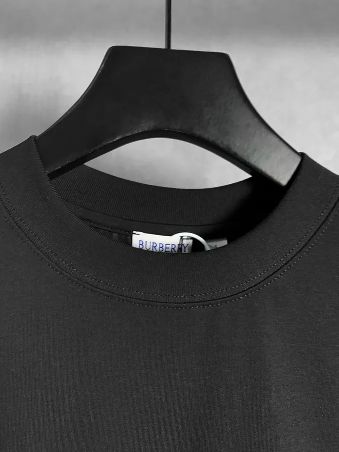 Burberry Barbour Stripe Embroidered Round Neck Short Sleeve T Shirt, XS S M L