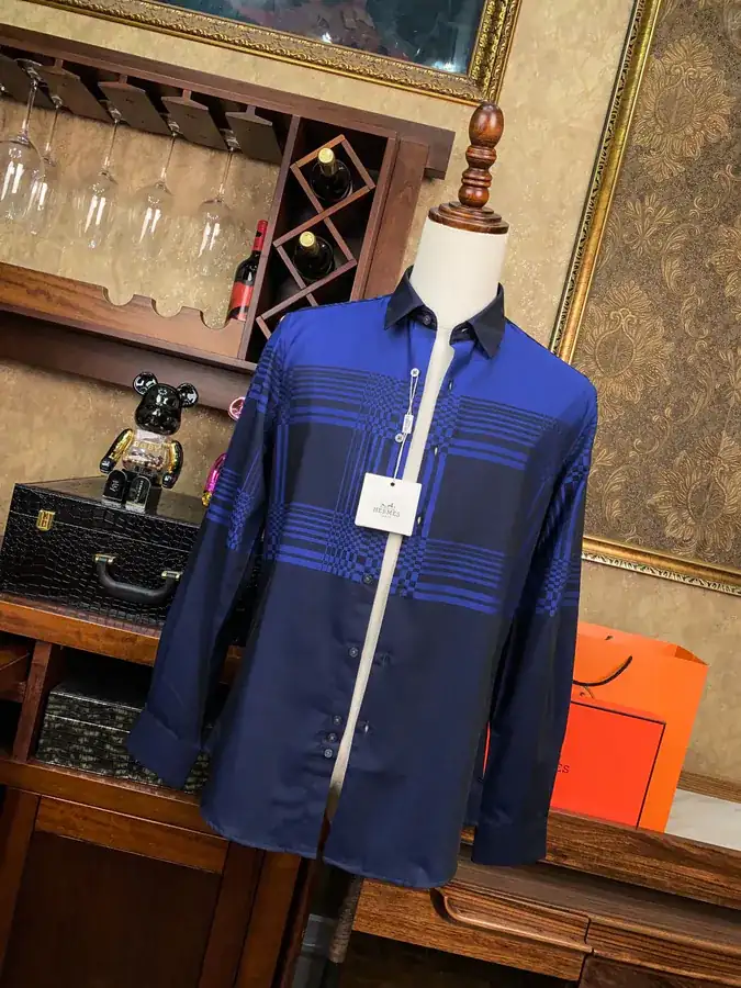 Hermès Men's Shirt Premium Fabric, Anti Fold and Iron Free