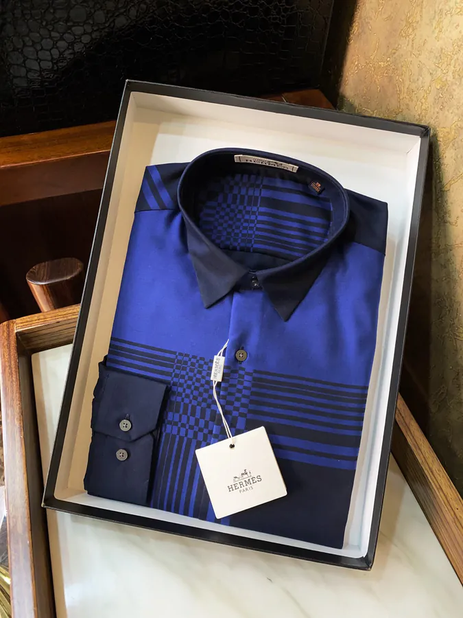 Hermès Men's Shirt Premium Fabric, Anti Fold and Iron Free