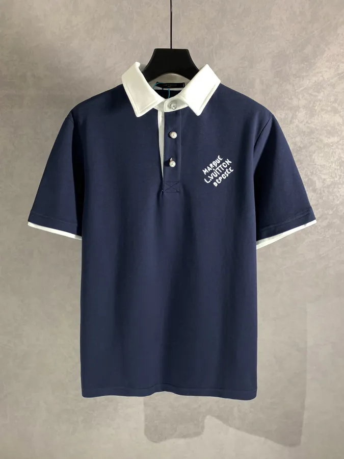 Louis Polo Shirt with Letter Embroidery and Color Contrast