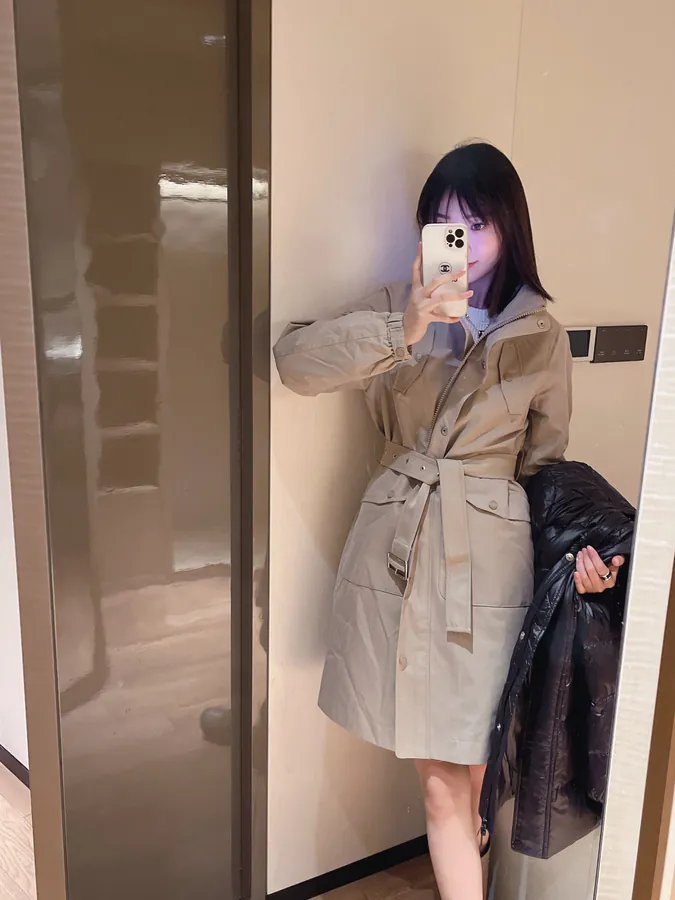 Burberry Oversized Hooded Coat with Detachable Collar
