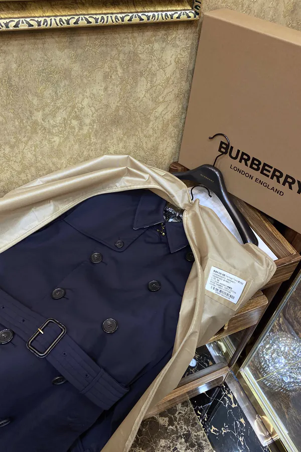Burberry桑德林汉姆系列 Navy Blue Men's Long Coat