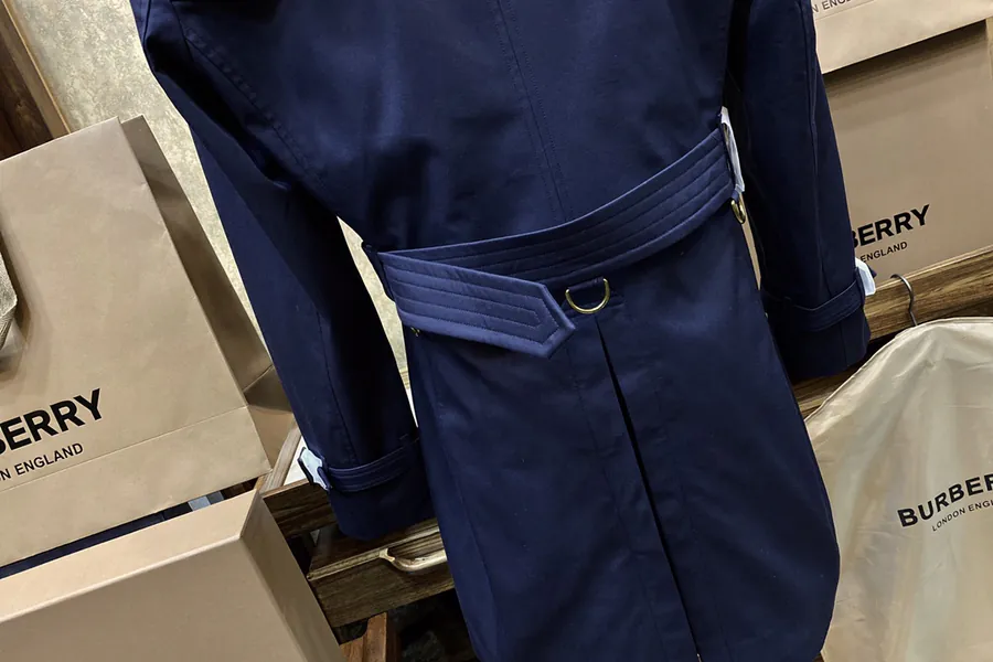 Burberry桑德林汉姆系列 Navy Blue Men's Long Coat