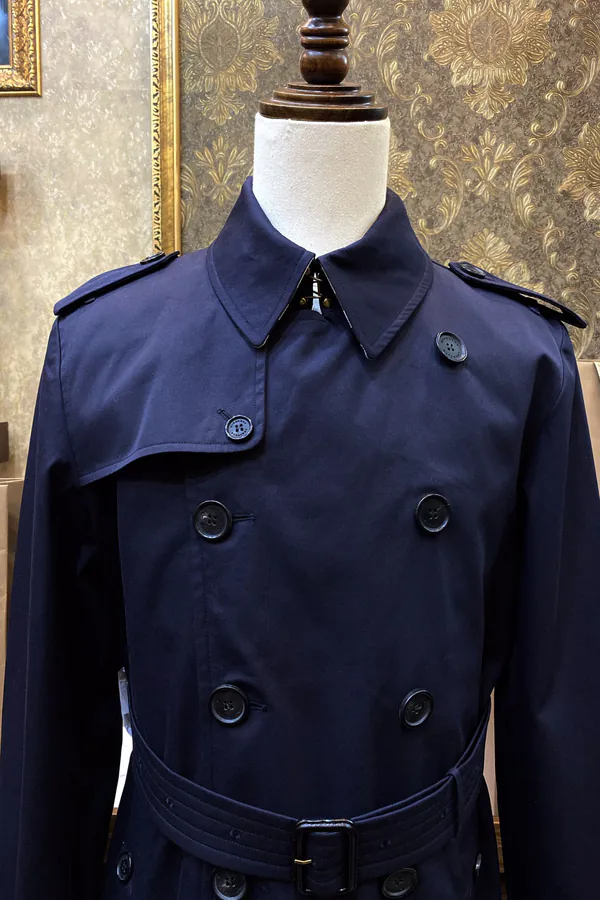 Burberry桑德林汉姆系列 Navy Blue Men's Long Coat