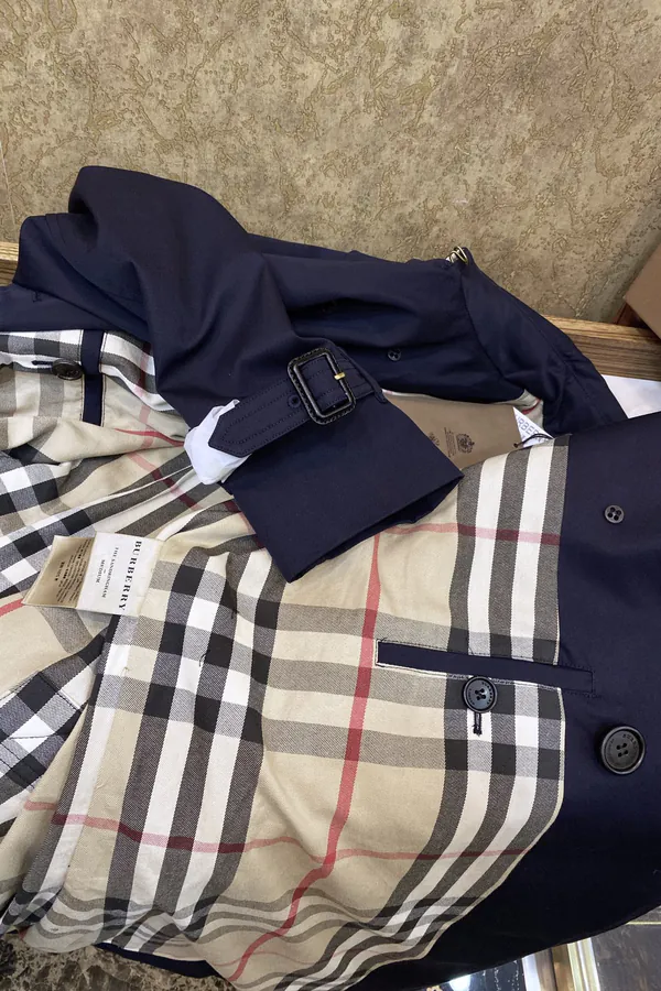 Burberry桑德林汉姆系列 Navy Blue Men's Long Coat