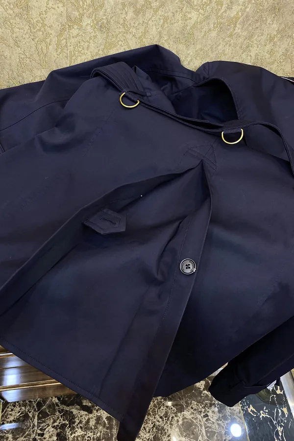 Burberry桑德林汉姆系列 Navy Blue Men's Long Coat