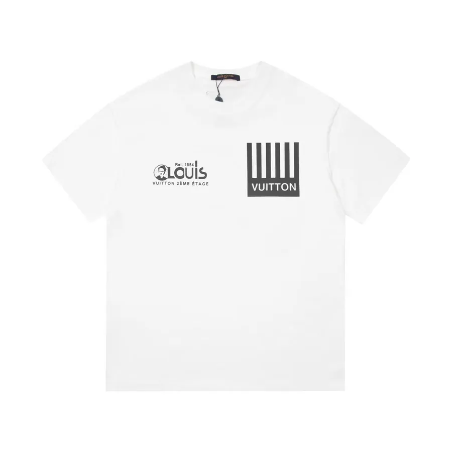 1V New Short Sleeve T Shirt with Vintage Print