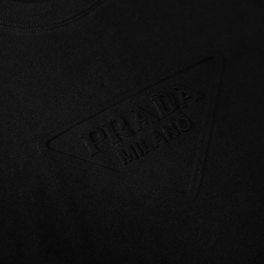 PRAD@· Unisex Oversized Bag with Grained Calfskin and Graphic Border