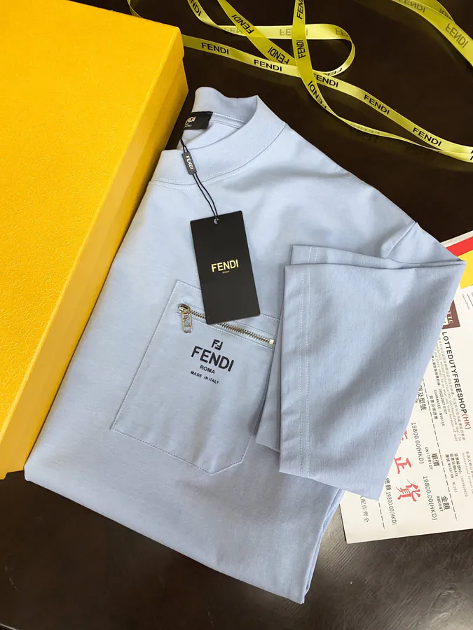 FE&NDI Premium Short Sleeve T Shirt with Triple Embroidery