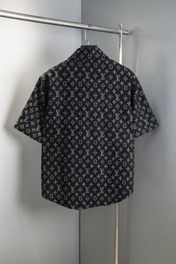 1V Authentic Monogram Print Denim Shirt
