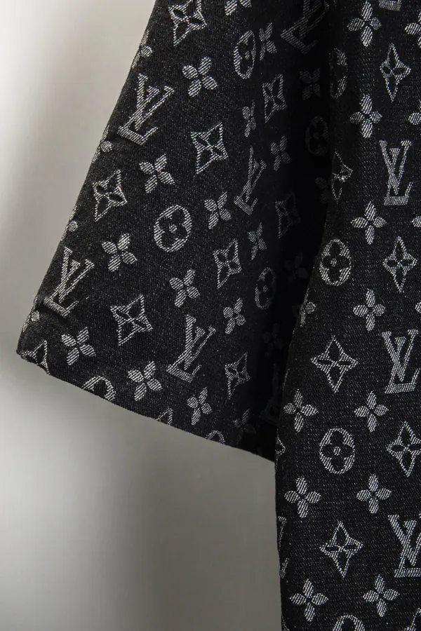 1V Authentic Monogram Print Denim Shirt