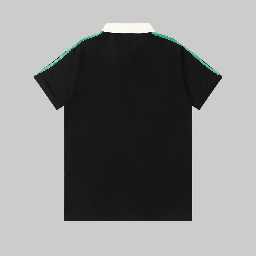 GUCC1 Summer New Polo Shirt with Ribbed Interlock Cotton Fabric