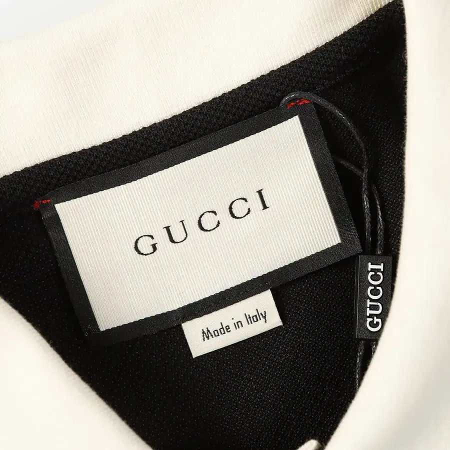 GUCC1 Summer New Polo Shirt with Ribbed Interlock Cotton Fabric