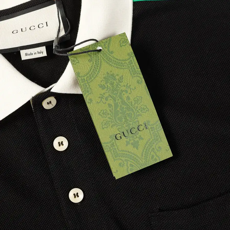 GUCC1 Summer New Polo Shirt with Ribbed Interlock Cotton Fabric
