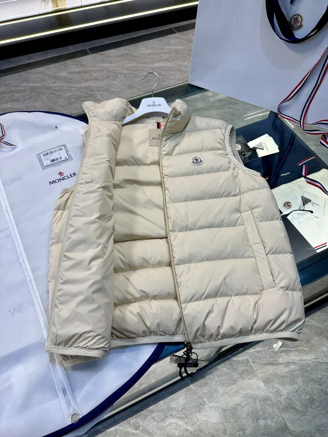 Moncl Contrin Men's Down Vest with Stand Collar