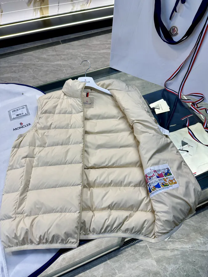 Moncl Contrin Men's Down Vest with Stand Collar
