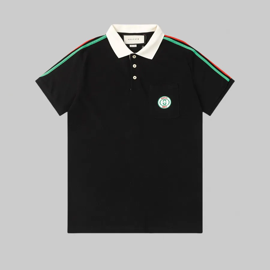 GUCC1 Summer New Polo Shirt with Ribbed Interlock Cotton Fabric