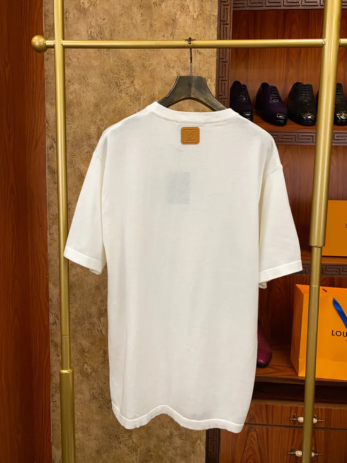LV Vers Logo Embossed Leather Patch Knit Short Sleeve
