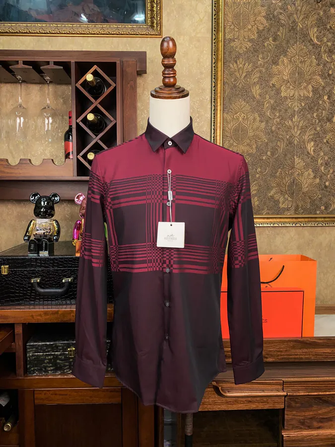 Hermès Men's Shirt Premium Fabric, Anti Fold and Iron Free