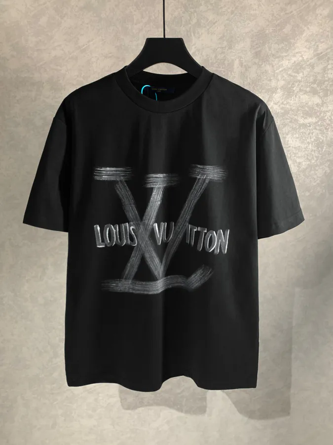 Letter Painted Graphic Short Sleeve T Shirt with Three Labels, 1V