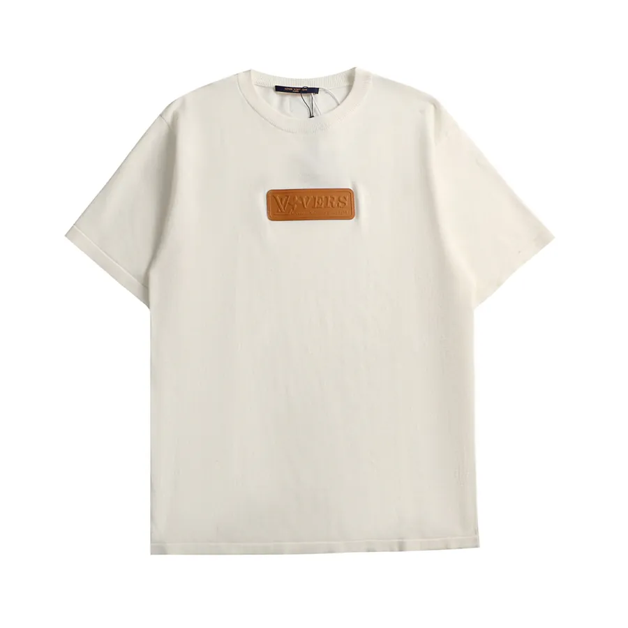 LV Vers Logo Embroidered Leather Patch Knit Short Sleeve